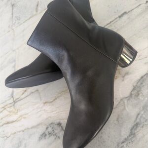 Clergerie Black Ankle Boots with Silver Heel